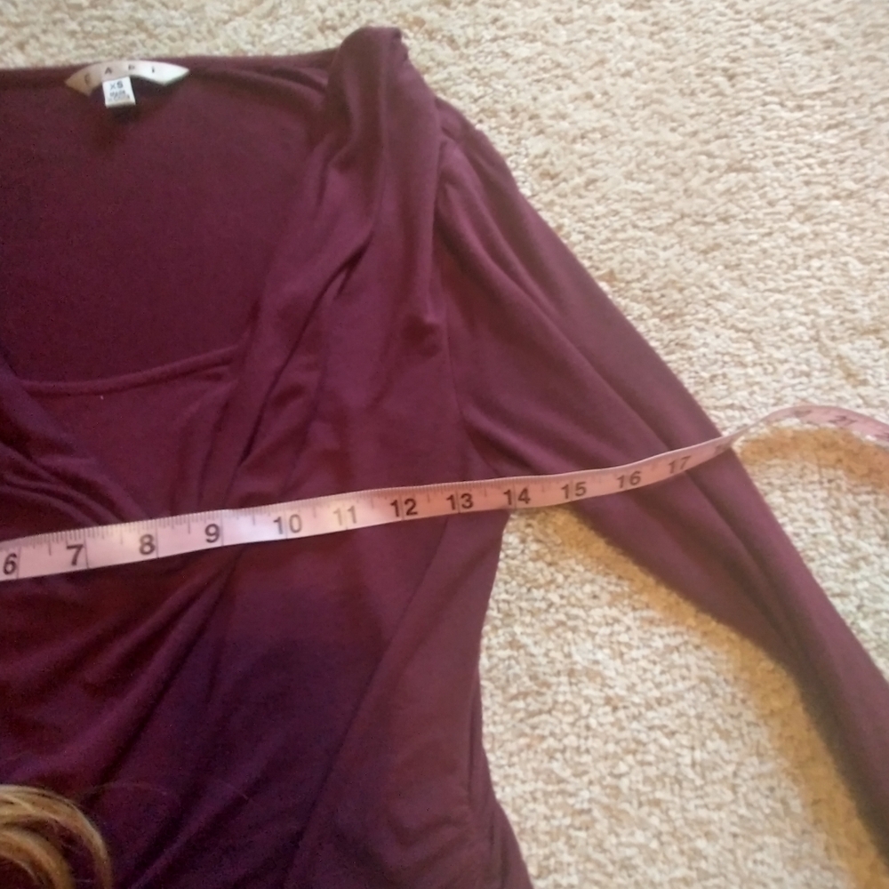 CAbi Raspberry Wrap Top With Ruched Sides - Picture 7 of 9
